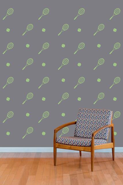 Tennis Ball & Racquet Wall Decals - Sports Playroom Decor - image 1