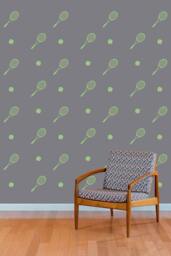 Tennis Ball & Racquet Wall Decals - Sports Playroom Decor - thumbnail 1
