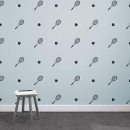 Tennis Ball & Racquet Wall Decals - Sports Playroom Decor - thumbnail 2