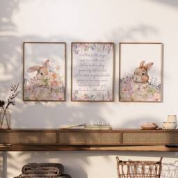 Hold Her A Little Longer Print, Soft Pastel, Wildflower Decor, Baby Girl Prints, Set Of 3, Nursery Newborn Girl, Gift - thumbnail 2