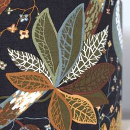 Tropical Leaf Lampshade With Silver Lining in Rusty Brown & Yellow Scandinavian Fabric, 25cm To 45cm Diameter Handmade By Vivid Shades - thumbnail 3
