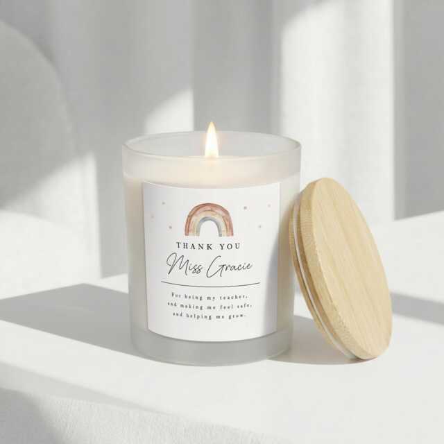 Personalised Teacher Candle & Box - Thank You Gift Teaching Assistant Present Keepsake From Child - image 1