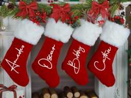 Personalized Christmas Stockings 2024, Custom Name Stocking, Red Plush Xmas Stocking, Holiday Decor, Family Stocking, Monogram Stocking