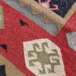 Handwoven Wool Jute Kilim Rug - Tribal Border Flatweave With Black Centre Living Room - thumbnail 2
