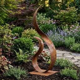 Garden Metal Sculpture Rustic Luxury Abstract Modern Art Outdoor Decor - thumbnail 3