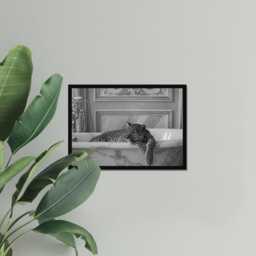Vintage Leopard Bathtub Print, Luxury Fashion, Fine Art Photography Wall Art, Museum Quality Classic Animal Black & White Poster - thumbnail 3