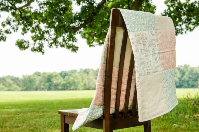 Baby Girl Quilt-Shabby Chic Nursery Or Toddler Bedding, Baby Girl Gift, Shower New Green Quilt, Peach Mom - image 1