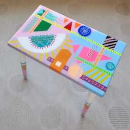 Funky Epoxy Coffee Table - Handmade Abstract Boho Art - thumbnail 2