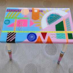 Funky Epoxy Coffee Table - Handmade Abstract Boho Art - thumbnail 4