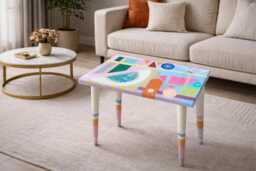 Funky Epoxy Coffee Table - Handmade Abstract Boho Art - thumbnail 1