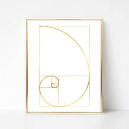 Golden Ratio, Fibonacci Spiral Print, Gold Foil Contemporary Wall Art - thumbnail 1