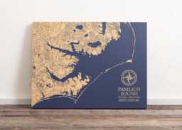 Pamlico Sound, North Carolina Map - Engraved Wood Coastal Chart Wall Art Sign, Beach Home Decor Nautical Print, Unique Personalized Gift