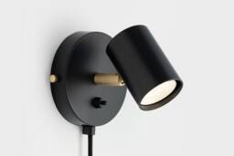 Lea Mid Century Modern Plug-In Wall Sconce Black With Shades Flush Mount Vanity Light Bedside Lamp Retro Fixture - thumbnail 1