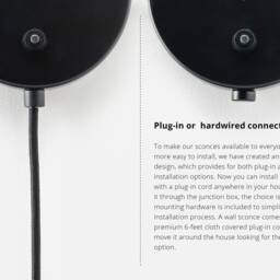 Lea Mid Century Modern Plug-In Wall Sconce Black With Shades Flush Mount Vanity Light Bedside Lamp Retro Fixture - thumbnail 3