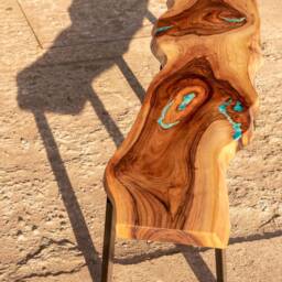 Live Edge River Glass Dining Table With Bench & Glowing Resin Fill In - thumbnail 3