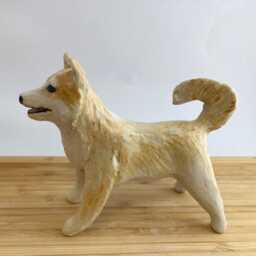 Handmade Ceramic Shiba Inu Figurine Custom Dog Memorial Statue - thumbnail 4