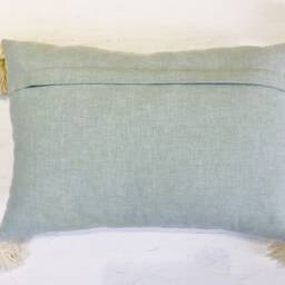 Embroidered Throw Pillow Cover, Blue Coral Floral With Tassels - Bmcc031 - thumbnail 4