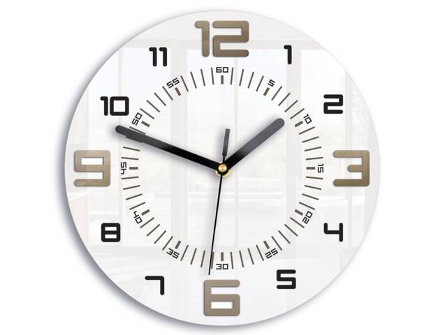 Wall Clock White Armando, Geometric Clock, Metalic Tortora Elegance Line - Quiet & Modern 28cm/11, 02 - image 1