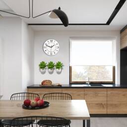 Wall Clock White Armando, Geometric Clock, Metalic Tortora Elegance Line - Quiet & Modern 28cm/11, 02 - thumbnail 3