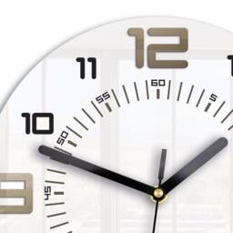 Wall Clock White Armando, Geometric Clock, Metalic Tortora Elegance Line - Quiet & Modern 28cm/11, 02 - thumbnail 2