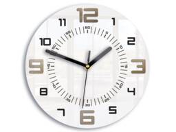 Wall Clock White Armando, Geometric Clock, Metalic Tortora Elegance Line - Quiet & Modern 28cm/11, 02