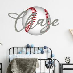 Custom Name Baseball Wall Decal. Decals. Decor. Boys Nursery Stickers. Sports Theme Room R121 - thumbnail 3