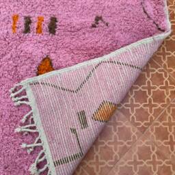 Handmade Moroccan Pink Wool Rug Berber Living Room Rug 7x10 - thumbnail 4
