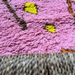 Handmade Moroccan Pink Wool Rug Berber Living Room Rug 7x10 - thumbnail 2