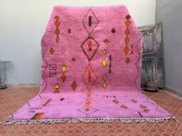 Handmade Moroccan Pink Wool Rug Berber Living Room Rug 7x10 - thumbnail 1