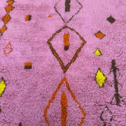 Handmade Moroccan Pink Wool Rug Berber Living Room Rug 7x10 - thumbnail 3