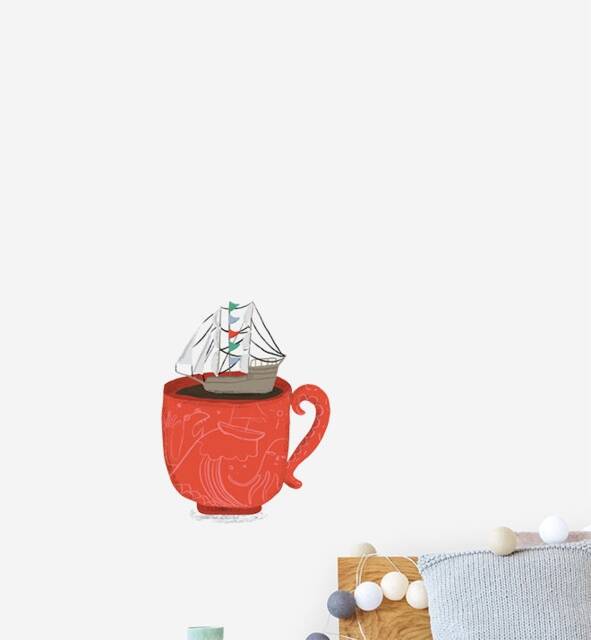 Ship in A Cup Wall Sticker Decal - Illustration Stickers, Animals Decals, Home Decor, Art, Illustrations