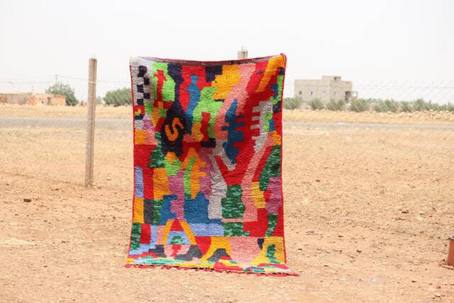 Colorful Moroccan Rug Handmade Wool Boujad Azilal Carpet - image 1