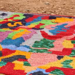 Colorful Moroccan Rug Handmade Wool Boujad Azilal Carpet - thumbnail 4