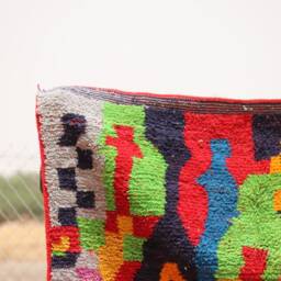 Colorful Moroccan Rug Handmade Wool Boujad Azilal Carpet - thumbnail 3