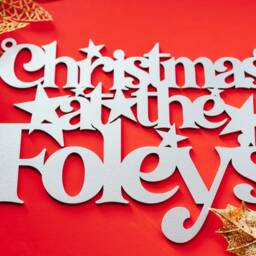 Christmas At The Family Sign. At The Surname Wall Hanging Plaque. Personalised Merry Xmas Home Door Hanging Festive Stars - thumbnail 3