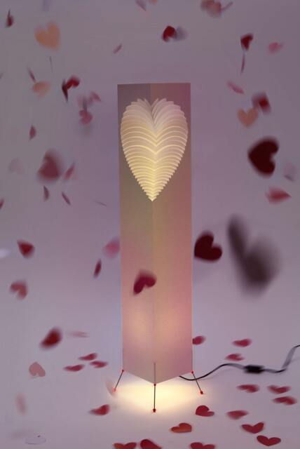 Valentine's Heart Wire 107 cm - 3'6 Design Original Hand Made Paper Lamp On A Wire Stand By Moodoo - image 1