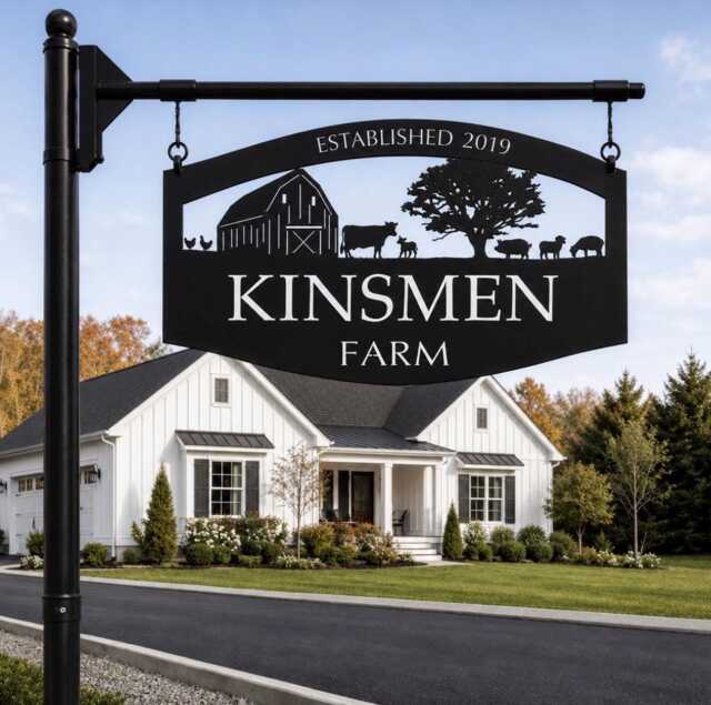 Farm Metal Sign Personalized Animal Plaque Barn Entrance Custom Ranch Name Homestead Marker Outdoor Steel Wall Livestock Cow Calf Pig Sheep - image 1