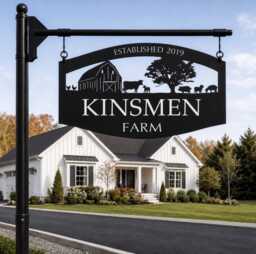 Farm Metal Sign Personalized Animal Plaque Barn Entrance Custom Ranch Name Homestead Marker Outdoor Steel Wall Livestock Cow Calf Pig Sheep - thumbnail 1