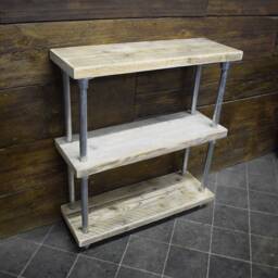 Reclaimed Scaffold Board Shelving Unit, Galvanised Steel Frame - thumbnail 2