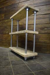 Reclaimed Scaffold Board Shelving Unit, Galvanised Steel Frame