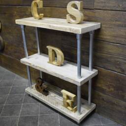 Reclaimed Scaffold Board Shelving Unit, Galvanised Steel Frame - thumbnail 3