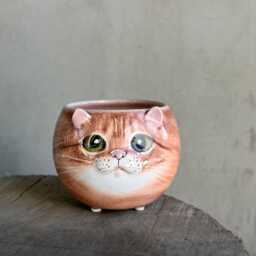 Custom Cat Portrait Pot Ceramic Pet Planter, Lover Gift - thumbnail 3