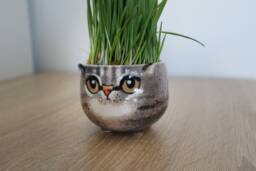 Custom Cat Portrait Pot Ceramic Pet Planter, Lover Gift - thumbnail 1