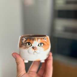 Custom Cat Portrait Pot Ceramic Pet Planter, Lover Gift - thumbnail 2