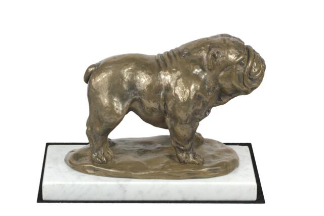 Bulldog, English Dog White Marble Base Statue, Limited Edition, Artdog. Made Of Cold Cast Bronze. Perfect Gift. Limited Edition - image 1