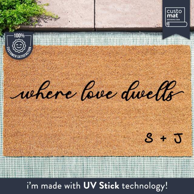 Where Love Dwells - Personalized Family Initial Doormat Custom Coir Mat Home Decor Cute Quote - image 1