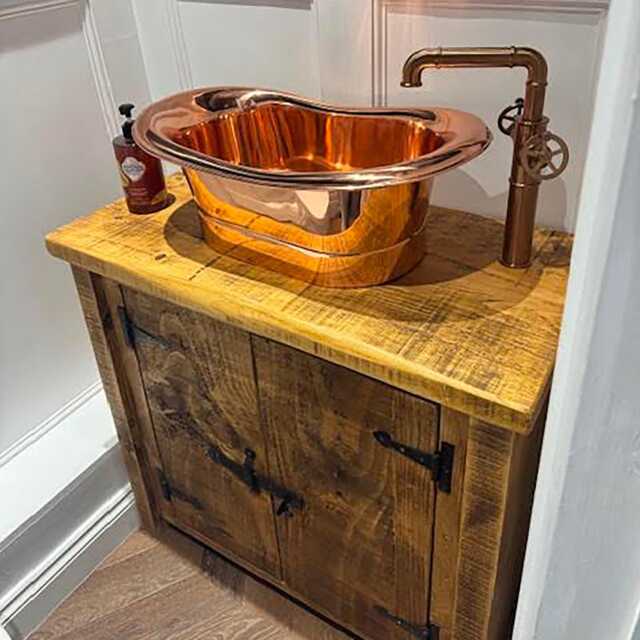 Rustic Solid Wood Vanity Unit - image 1