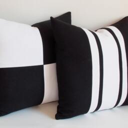 Black & White Cotton Canvas Pillow Cover Set - 20x20'' - thumbnail 4