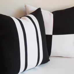 Black & White Cotton Canvas Pillow Cover Set - 20x20'' - thumbnail 2