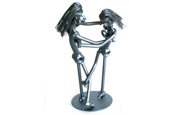 Female Judo Fighter Coach Nuts & Bolts Sculpture Gift, Fighter Women Gift Metal Sculpture, Art Teacher - image 1